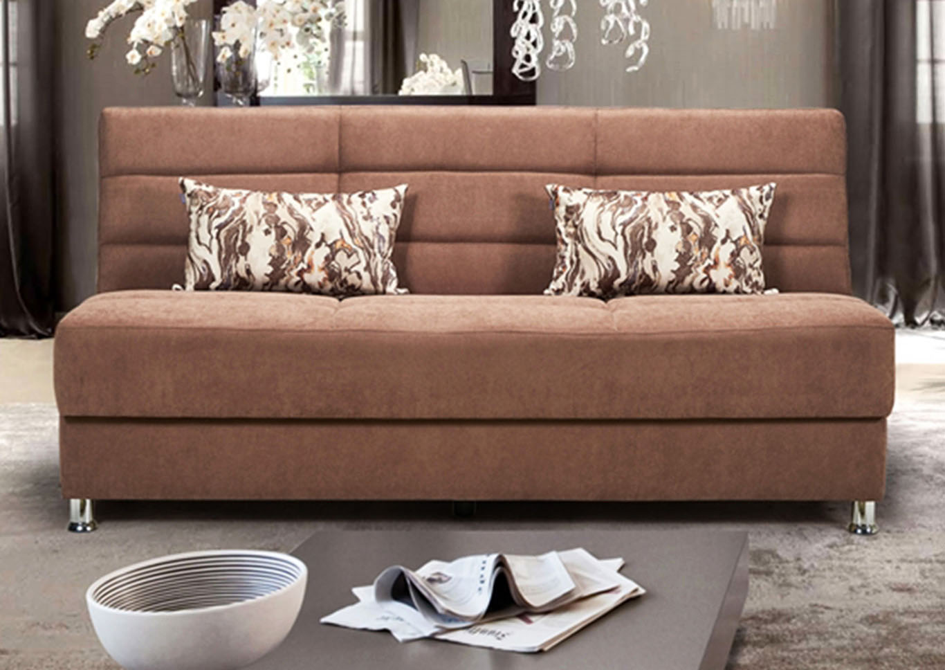 Rainbow Brown Chenille Sofabed Affordable Furniture & Carpet Chicago, IL